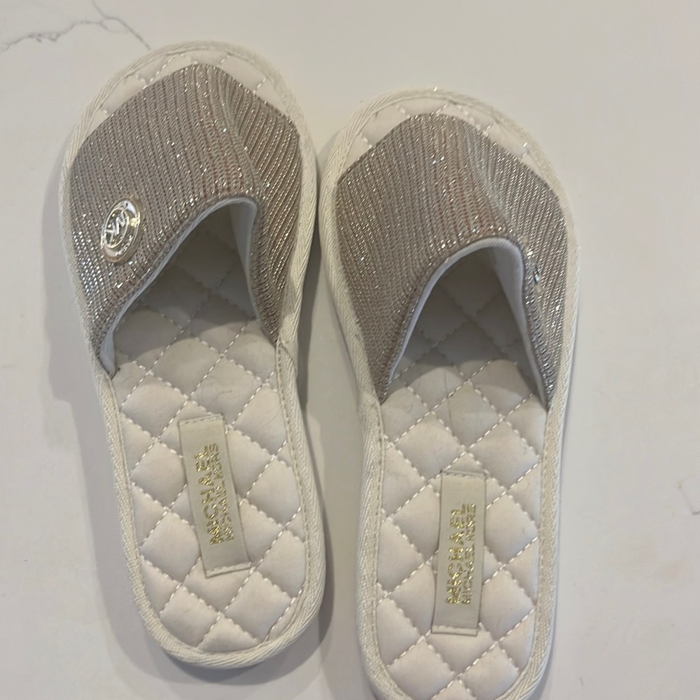 Like new MK slides glitter gold with gold hardware